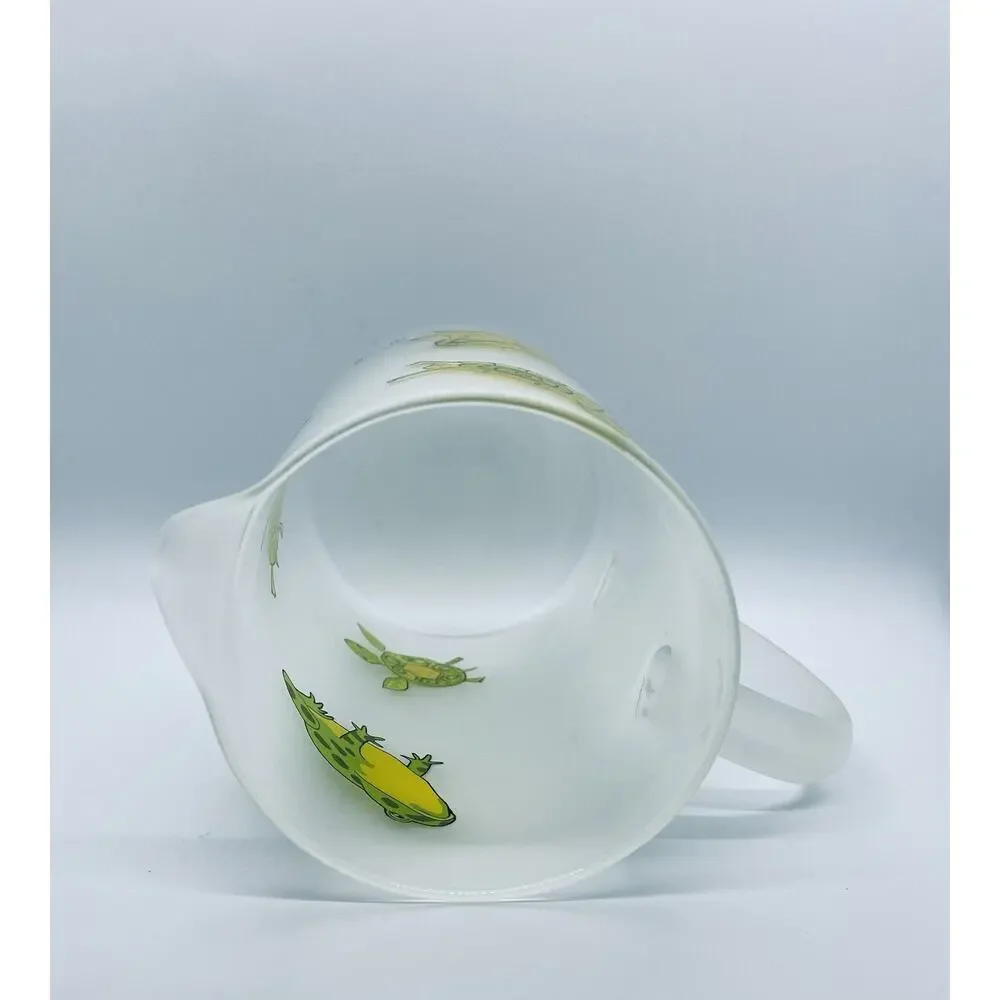 Darlington Designs Frosted Glass Jug Turtles Frogs Design Vintage MCM Feel
